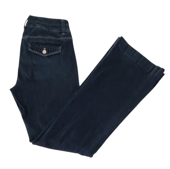 White House Black Market Womens Blanc Trouser Wide Leg Blue Denim Jeans Size 4R - Picture 8 of 8